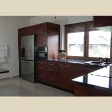 rosewood veneer kitchen