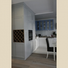 L-shaped kitchen lacquered grey gloss