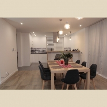 kitchen with white acrylic fronts