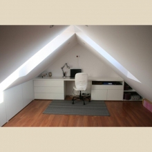 Desk under slanted ceiling